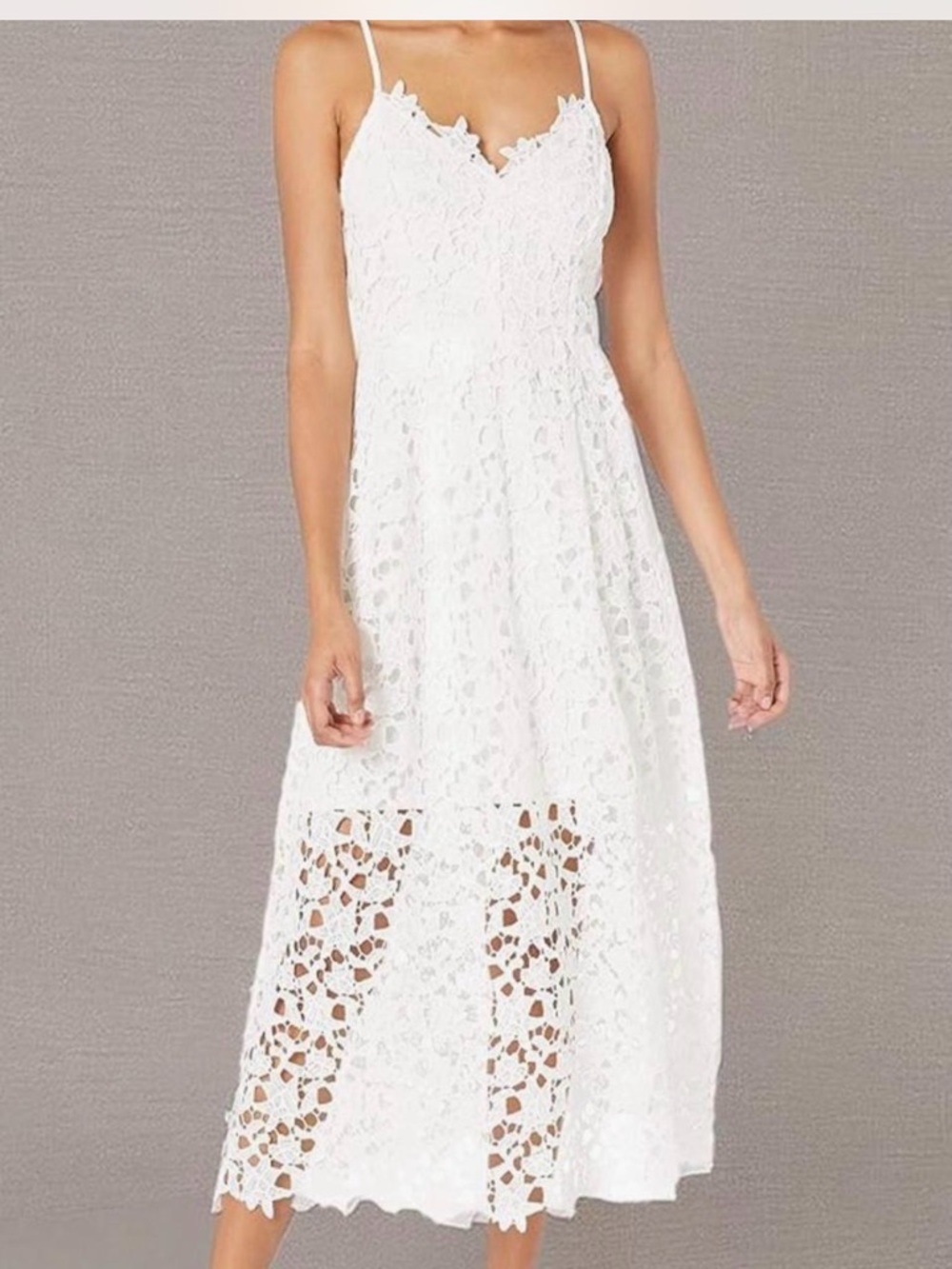 Astr White Lace Midi Dress